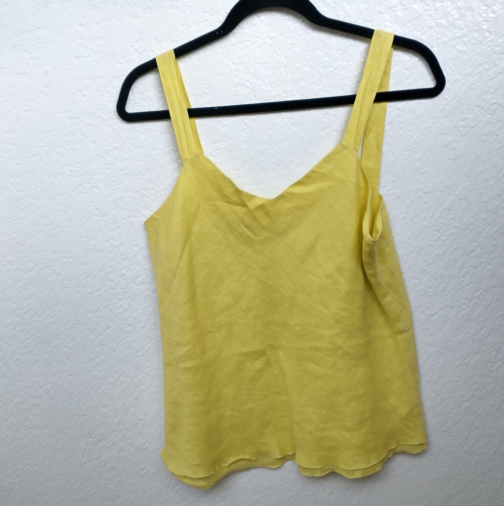 Eileen Fisher sz M Irish linen tank in chartreuse
